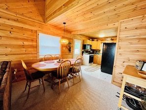 Main floor dining area and kitchen