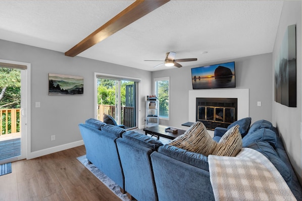 Living room overlooking deck