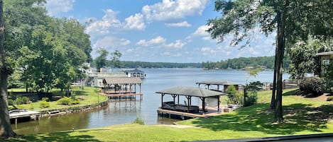 Large yard with private dock