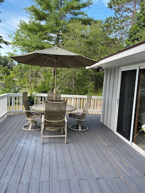 Front deck off of master bedroom sliding glass doors and 3 season room -Lakeside