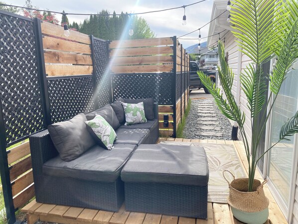 Private deck with solar lights 
