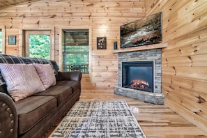 Enjoy a movie or game in the living room. 