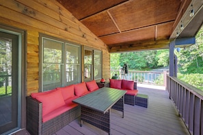 Covered Deck | Seating | Porch Swing | Grill