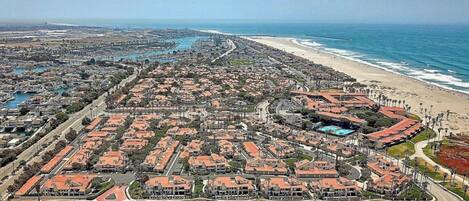 The Colony at Mandalay Beach. Ocean on the west side and marina on the right.