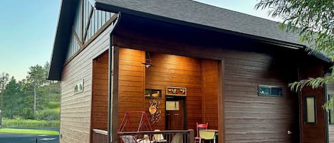 The ELOOSIVE MOOSE in-home cabin's entrance is in front of our overall cottage.