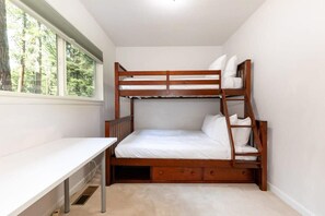 One of the three bedrooms is a bunk room with a twin-over-full bunk bed great for the kids in your group to share.