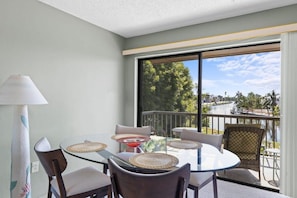 Dining area overlooking the canalfront