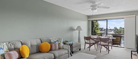 Bright and spacious living room with ample seating