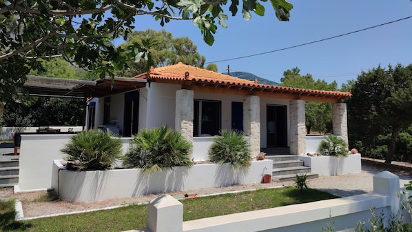 Blue Aegean Villa showing side terrace