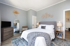 Unwind in this peaceful bedroom featuring a plush queen bed 🛏️, calming tones, and soft textures. Thoughtful decor and natural light create a serene vibe for restful nights. 🌙🕯️1st-Floor