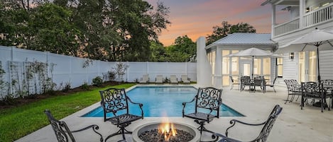 Enjoy the Firepit and Private Heated Pool!