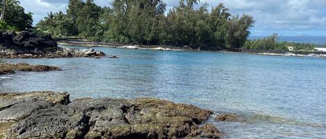 Beautiful secluded beach 5 minute walk from studio.