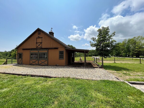 Our beautiful horse barn where you can visit and spend time with the horses