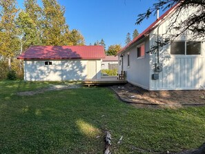 Private backyard with great deck