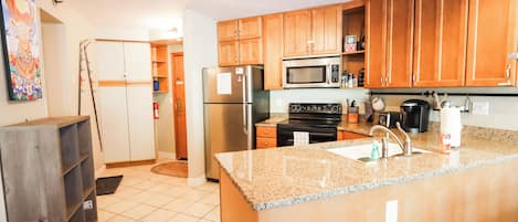 Kitchen has all your basic amenities