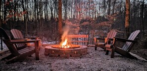 Our expanded fire pit is a warm and cozy spot on a chilly evening.
