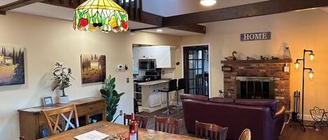 Dining room with sitting area and Fireplace