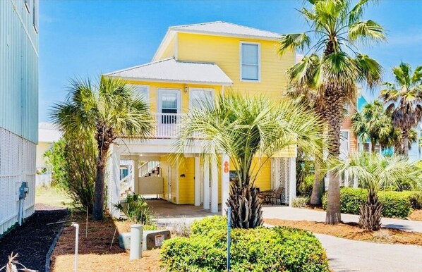 Front of the home with ample parking for three vehicles.