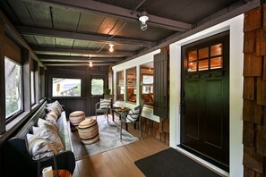 spacious covered front porch