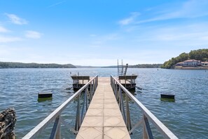 The swim platform overlooking the open water is a favorite landing spot at all times of the day and evening.