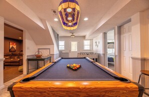 Rec Room with Pool Table and Foosball