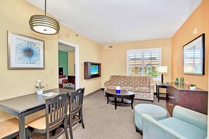 Open-layout living and dining area
