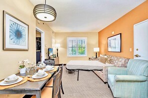 Open-layout living and dining area