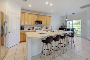 Open kitchen with island seating