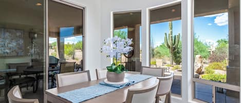 Beautiful dining room with views galore!