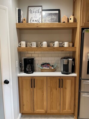 Coffee Bar featuring drip coffee, Keurig and coffee grinder