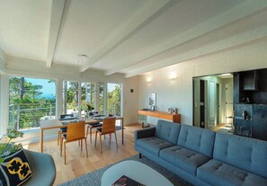 Open-Concept Living / Dining Room with Ocean View