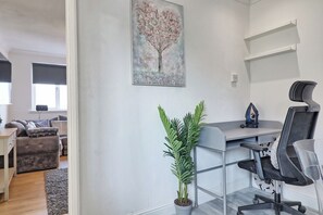 The dedicated workspace is a convenient nook where you can stay on top of your tasks.
