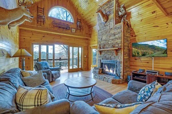 Spacious  living room with plenty of room for everyone. 