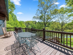 Deck right off the house with beautiful lake view