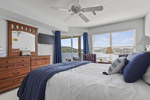 Primary bedroom with comfortable bed and perfect views