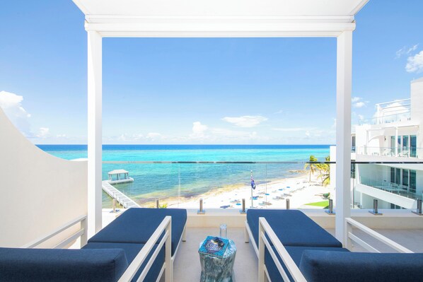 Private balcony overlooking the oceanfront.