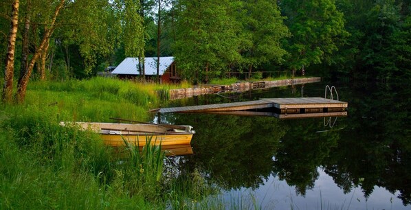 jetty, house and boat