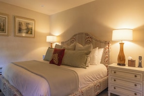 Master bedroom with King size bed and luxurious linens