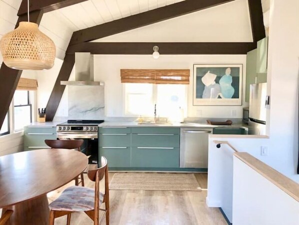 Open plan kitchen and dining.