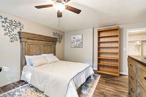 Large bedroom with Queen size bed, LVP flooring, huge closet, private desk.