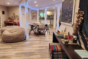 Shared community space living area fully stocked with instruments open for use. Open 24 hours. Quiet hours 10pm-8am.