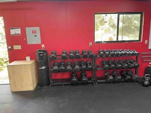 Shared gym and movement space. Fully stocked with gym equipment. Open 24 hours. Quiet hours do not apply here.