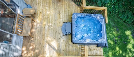 Immerse yourself in serenity while enjoying the view from the hot tub.