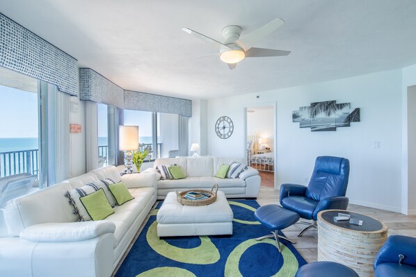 Bright and beautiful oceanfront living area