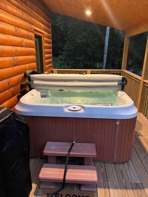 hot tub with covered area