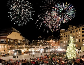 NYE in Beaver Creek! Right outside your door. Market Square is bldg on left. 