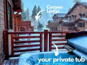 Private hot tub view views of Canyon Lodge and its runs.