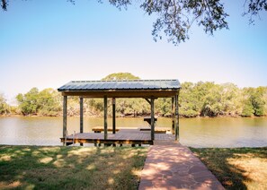 Pier #1 with fishing light, cleaning station, swim ladder, boat tie ups