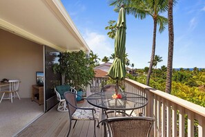 Outdoor seating on the balcony with amazing views