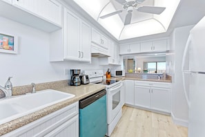 Fully equipped kitchen designed to meet your basic cooking needs.